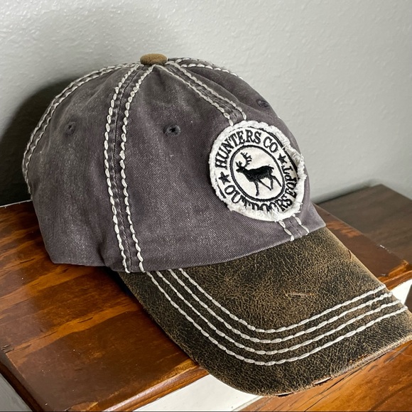 KBETHOS Hunters Co Outdoors EQPT Distressed Dark Gray and Olive Cap - Picture 1 of 8